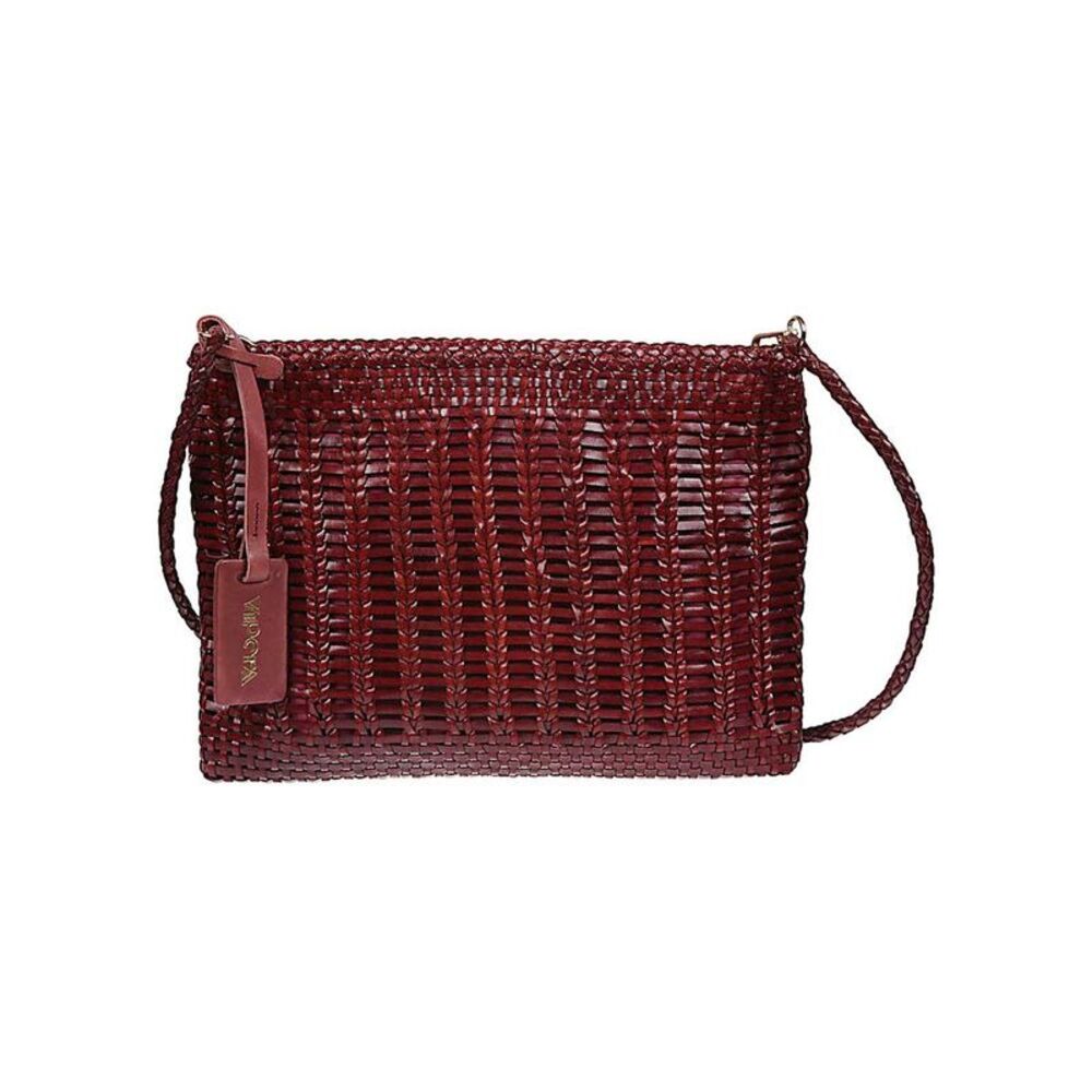 VIPERA Woven Leather Clutch Bag Women BORDEAUX Handbags